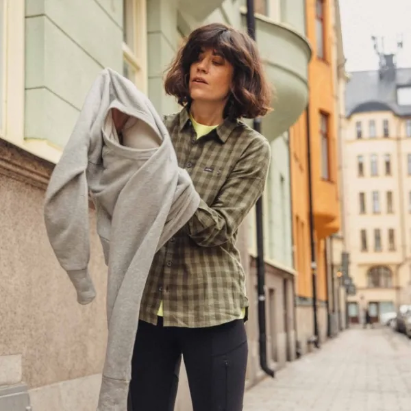 Lundhags Ekren LS Shirt naisten kauluspaita, Clover| Flanelli- Ja Kauluspaidat