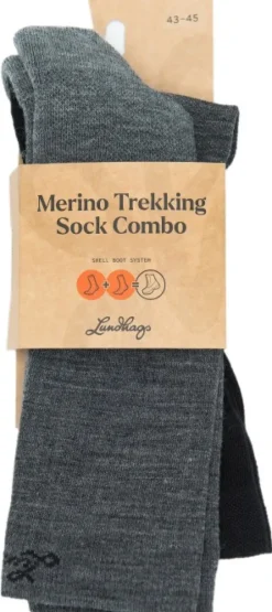 Lundhags Sukat^Merino Trekking Sock Combo Mid sukat, Light Grey Melange/Black