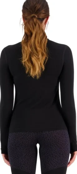 Mons Royale Cascade Merino Flex 200 Mock Neck naisten merinovillapaita, musta| Hupparit, Fleecet Ja Välipaidat