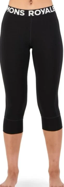 Mons Royale Cascade Merino Flex 200 naisten 3/4-mittaiset kerrastohousut, musta| Kerrastohousut