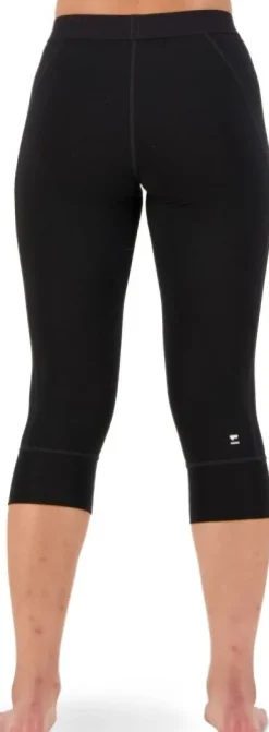 Mons Royale Cascade Merino Flex 200 naisten 3/4-mittaiset kerrastohousut, musta| Kerrastohousut