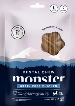 Monster Dog Dental Chew GF hammashoitoherkku kana, L, 7 kpl| Makupalat