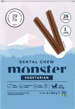 Monster Makupalat^Dog Dental Chew Vegan hammashoitoherkku, L, 28 kpl