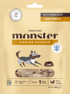 Monster Makupalat^Dog Treats Freeze Dried pakastekuivattu makupala kana, 45 g