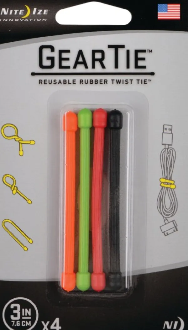 Nite Ize Ensiapu Ja Turvallisuus^Gear Tie 3-Assorted 4-pack