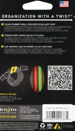 Nite Ize Ensiapu Ja Turvallisuus^Gear Tie 3-Assorted 4-pack