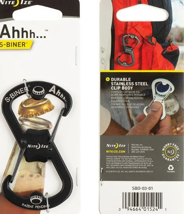 Nite Ize Astiat Ja Ruokailuvälineet^S-Biner Ahhh Stainless karabiinihaka pullonavaajalla