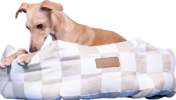 PAIKKA Check Bed Beige 95 cm| Koiranpedit