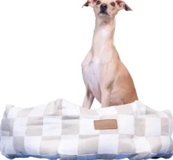 PAIKKA Check Bed Beige 95 cm| Koiranpedit