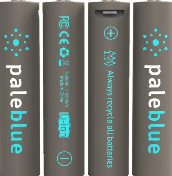 Pale Blue Li-Ion ladattavat AAA-paristot, 4 kpl| Paristot, Laturit Ja Vara-akut