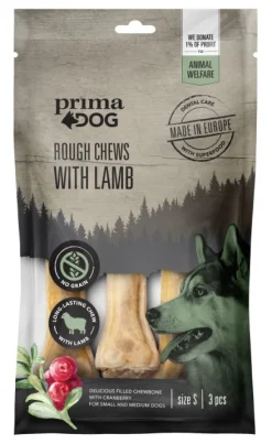PrimaDog Puruluut^Prima Dog Rough Chews Lamb/Cranberry puruluu lammas/karpalo, 10 cm, 3 kpl