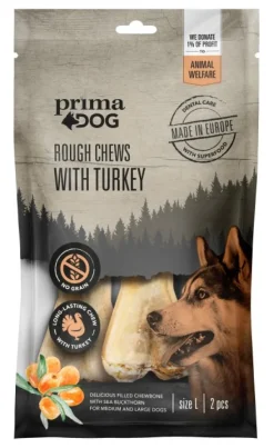 PrimaDog Prima Dog Rough Chews Turkey/Sea Buckthorn puruluu kalkkuna/tyrni, 13,5 cm, 2 kpl| Puruluut