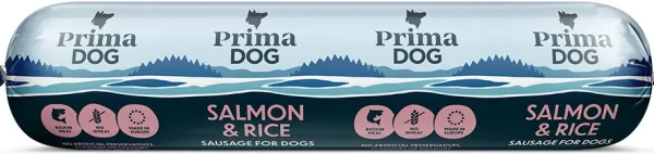 PrimaDog Prima Salmon & Rice -koiranmakkara 800 G| Koiranmakkarat