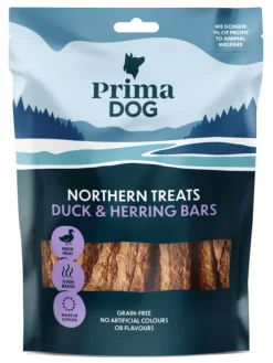 PrimaDog Northern Treats Anka-Strömming Bar makupalat, 150g| Makupalat