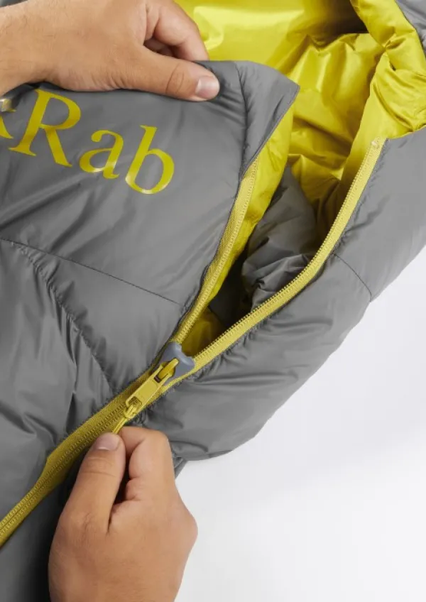 Rab Ascent Pro 400 untuvamakuupussi, pitkä malli, Granite| Makuupussit/Kolmen Vuodenajan Makuupussit