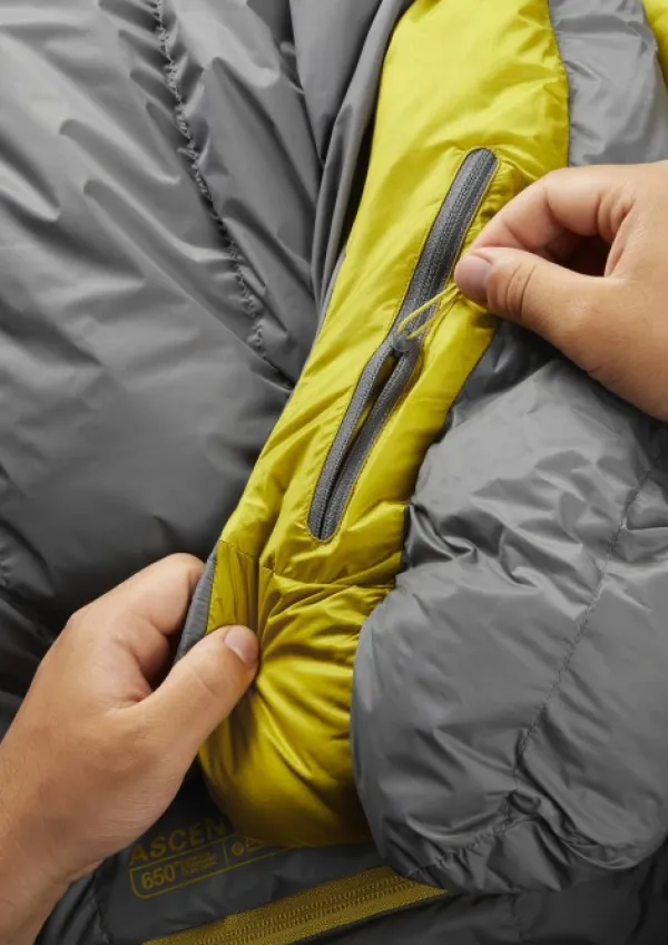 Rab Ascent Pro 400 untuvamakuupussi, pitkä malli, Granite| Makuupussit/Kolmen Vuodenajan Makuupussit