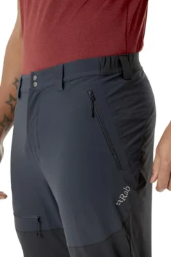 Rab Torque Mountain Softshell Pants kiipeilyhousut, tummanharmaa/musta| Retkeilyhousut