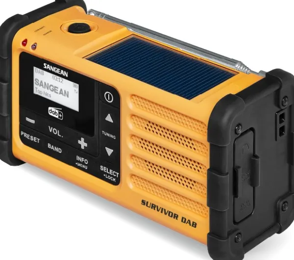 Sangean MMR88 DAB hätäradio kammella, keltainen| Ensiapu Ja Turvallisuus