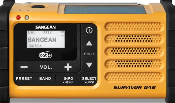 Sangean MMR88 DAB hätäradio kammella, keltainen| Ensiapu Ja Turvallisuus