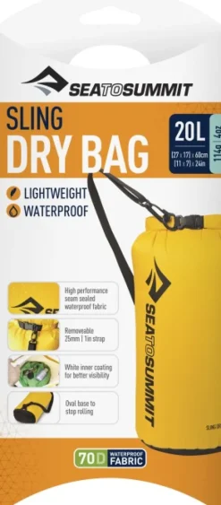 Sea to Summit kuivapussi, Sling Drybag 20L, keltainen| Kuiva- Ja Pakkauspussit