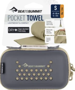 Sea to Summit Matkatarvikkeet^Towel Pocket taskupyyhe, 80 x 40 cm, hiekanruskea