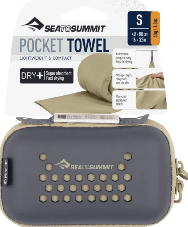 Sea to Summit Matkatarvikkeet^Towel Pocket taskupyyhe, 80 x 40 cm, hiekanruskea