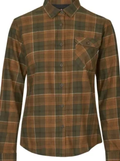 Seeland Naisten metsästysvaatteet/Naisten Metsästyspaidat^Skye Flannel Shirt Women Grizzly Brown/Terracotta Check