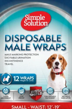 Simple Solution Disposable Male Wraps suojat uroskoirille, S, 12 kpl| Narttujen Ja Urosten Suojat