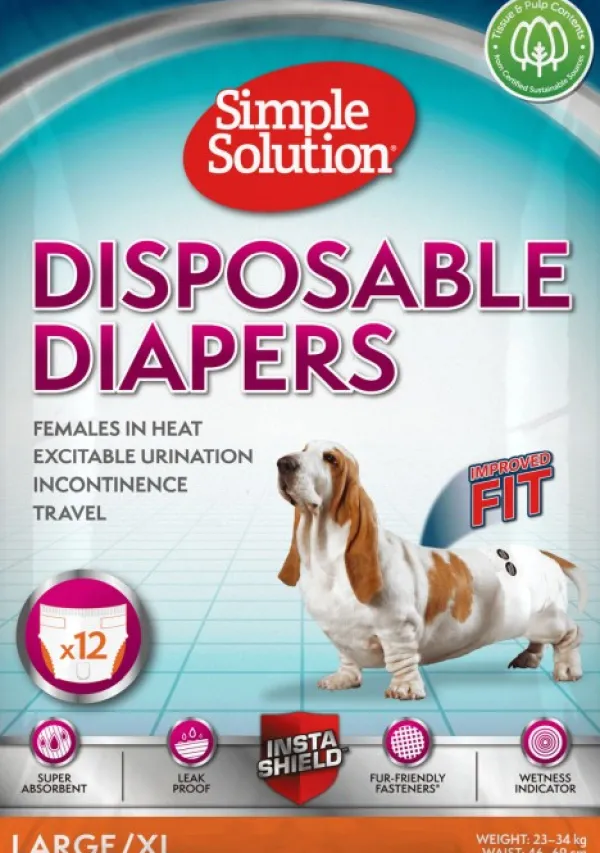 Simple Solution Disposable Diapers nartun suojat, L-XL, 12kpl| Narttujen Ja Urosten Suojat