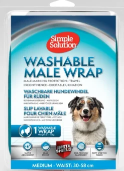 Simple Solution Washable Male Wrap suoja uroskoirille, Medium| Narttujen Ja Urosten Suojat