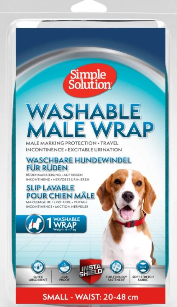 Simple Solution Washable Male Wrap suoja uroskoirille, Small| Narttujen Ja Urosten Suojat