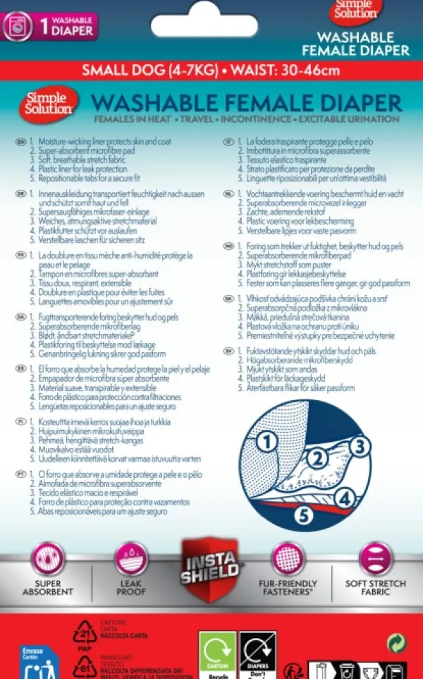 Simple Solution Narttujen Ja Urosten Suojat^Washable Female Diaper nartun suoja, Small