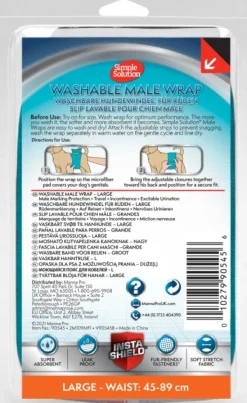 Simple Solution Washable Male Wrap suoja uroskoirille, Large| Narttujen Ja Urosten Suojat