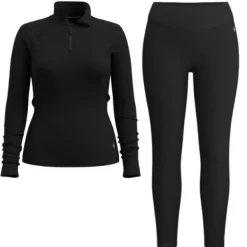 Smartwool Classic Thermal Merino 1/4 Zip + Bottom naisten kerrasto, musta| Kerrastopaidat