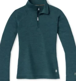 Smartwool Classic Thermal Merino 1/4 Zip naisten merinokerrasto, petrooli| Pitkähihaiset Paidat