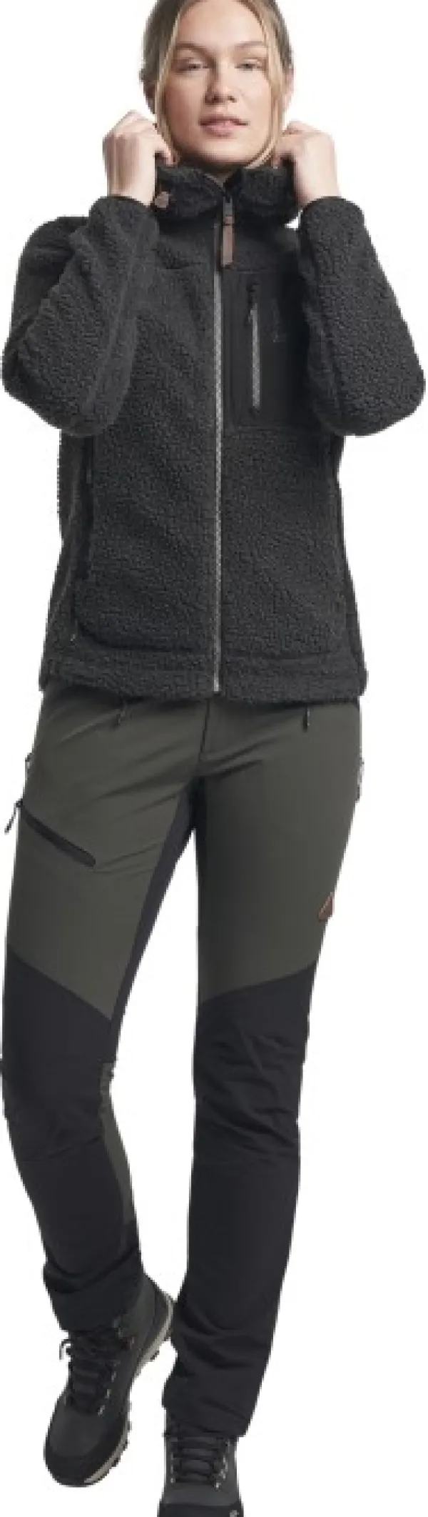 Tenson Himalaya Teddy Fleece Hood naisten fleecetakki, Pirate Black| Hupparit, Fleecet Ja Välipaidat