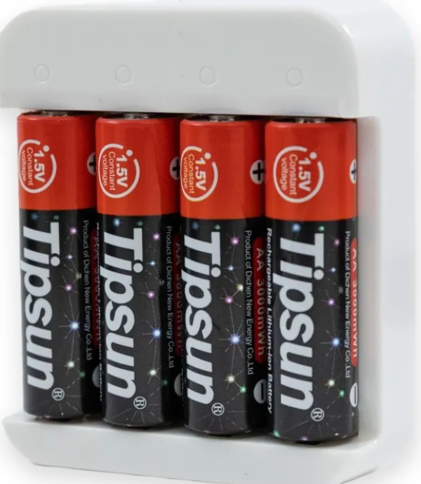 Tipsun 1.5V AA Ladattavat akut Lithium-ion, valkoinen| Paristot, Laturit Ja Vara-akut