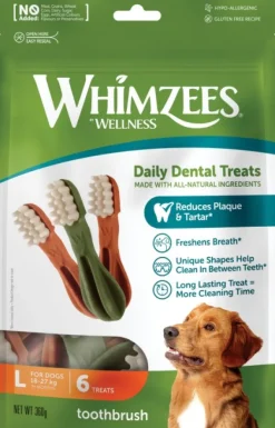 Whimzees Toothbrush Star L hammashoitoherkku, 6 kpl| Makupalat