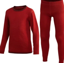 Woolpower Crewneck + Long Johns 200 Kids lasten kerrasto, Autumn Red| Lasten Alusasut Ja Kerrastot