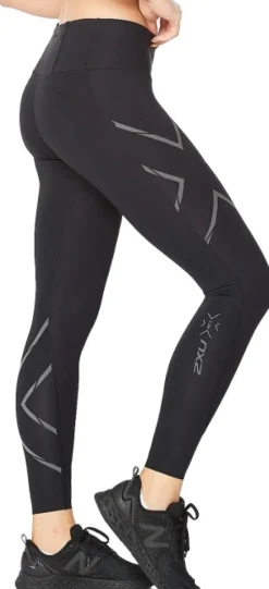 2XU Retkeilyhousut^Light Speed Mid-Rise naisten kompressiotrikoot, Black/ Black Reflective