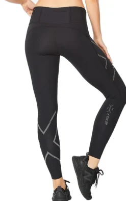 2XU Retkeilyhousut^Light Speed Mid-Rise naisten kompressiotrikoot, Black/ Black Reflective